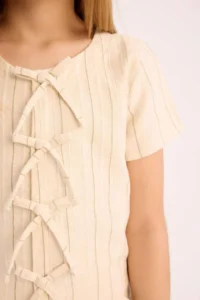 DeFacto Front Tie Short Sleeve Blouse Girl - Image 5