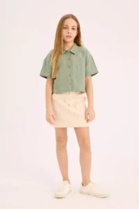 DeFacto Light Green Girls' Shirt D9143A8/GN1107 - Image 2