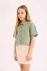 DeFacto Light Green Girls' Shirt D9143A8/GN1107 - Image 3