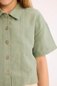 DeFacto Light Green Girls' Shirt D9143A8/GN1107 - Image 4