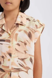 DeFacto Crop Patterned Cotton Short Sleeve Shirt Girl - Image 5