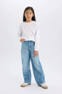 DeFacto Wide Leg Wide Leg Jean Trousers Girl - Image 2