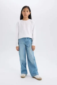 DeFacto Wide Leg Wide Leg Jean Trousers Girl - Image 3