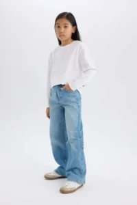 DeFacto Wide Leg Wide Leg Jean Trousers Girl - Image 4