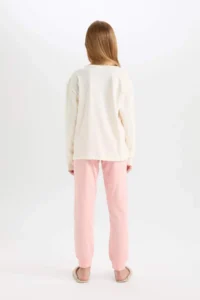 DeFacto Girl's Pajama Set Snoopy Long Sleeve Top with Elastic Waist Long Bottom - Image 5