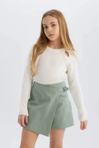 DeFacto Gabardine Shorts Skirt Girls' - Image 3