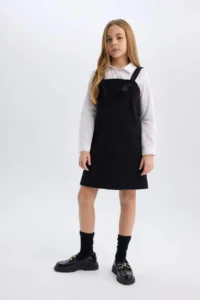 DeFacto Strappy Gabardine Salopet Dress Girl