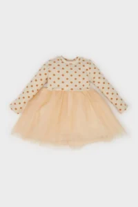 DeFacto Floral Long Sleeve Tulle Dress Baby Girl