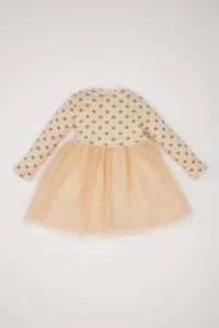 DeFacto Floral Long Sleeve Tulle Dress Baby Girl - Image 4