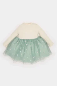 DeFacto Baby Girl Floral Long Sleeve Tulle Dress