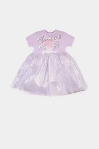 DeFacto Printed Short Sleeve Summer Tulle Dress Baby Girl