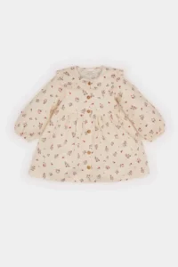 DeFacto Baby Girl Floral Long Sleeve Twill Dress