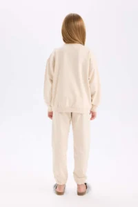DeFacto Girl's Pajama Set Printed Long Sleeve Top with Elastic Waist Bottom - Image 6