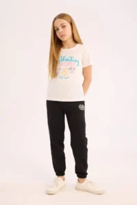 DeFacto Girl's Elastic Waist Printed Jogger Sweatpants 25SP
