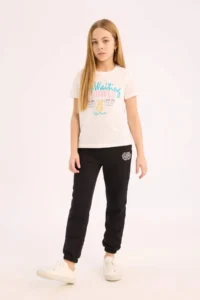 DeFacto Girl's Elastic Waist Printed Jogger Sweatpants 25SP - Image 3