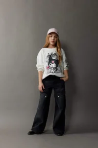 DeFacto Wide Leg Cargo Wide Leg Cotton Trousers Girls
