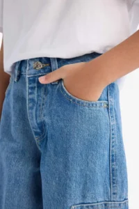 DeFacto Wide Leg Cargo Wide Leg Jean Trousers Girls - Image 5