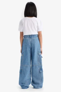 DeFacto Wide Leg Cargo Wide Leg Jean Trousers Girls - Image 7