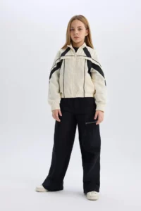 DeFacto Wide Leg Cargo Wide Leg Cotton Trousers Girls - Image 2