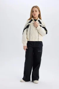 DeFacto Wide Leg Cargo Wide Leg Cotton Trousers Girls - Image 3