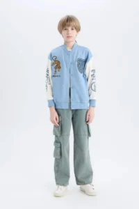 DeFacto Printed College Collar Bomber Jacket Boy - Image 2