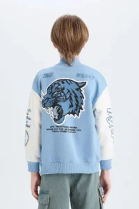 DeFacto Printed College Collar Bomber Jacket Boy - Image 7