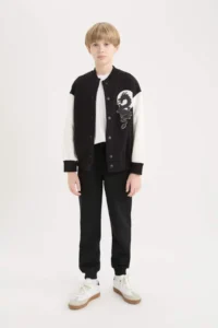 DeFacto Back Printed College Collar Bomber Jacket Boy - Image 2