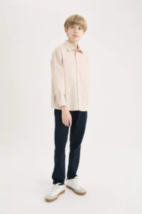 DeFacto Oversize Wide Fit Polo Collar Parachute Long Sleeve Shirt Boy - Image 2