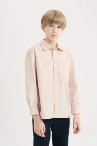 DeFacto Oversize Wide Fit Polo Collar Parachute Long Sleeve Shirt Boy - Image 3