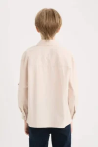 DeFacto Oversize Wide Fit Polo Collar Parachute Long Sleeve Shirt Boy - Image 6
