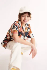 DeFacto Oversize Wide Fit Patterned Short Sleeve Shirt Boy