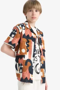 DeFacto Oversize Wide Fit Patterned Short Sleeve Shirt Boy - Image 2