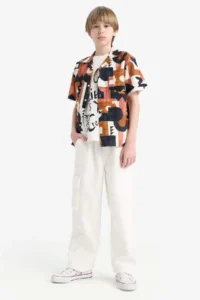 DeFacto Oversize Wide Fit Patterned Short Sleeve Shirt Boy - Image 3