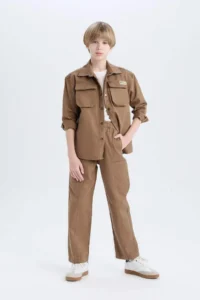DeFacto Loose Fit Elastic Waist Twill Trousers Boy - Image 2