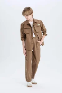DeFacto Loose Fit Elastic Waist Twill Trousers Boy - Image 3