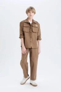 DeFacto Loose Fit Elastic Waist Twill Trousers Boy - Image 4