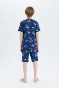 DeFacto 100% Cotton Regular Fit Patterned Elastic Waist Pajama Set for Boy - Image 8