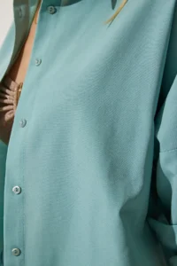 Happiness İstanbul Women's Aqua Green Oversized Long Basic Shirt - Image 5
