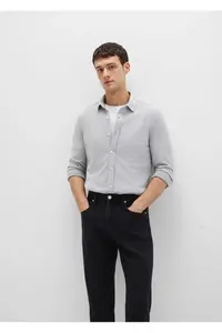 Mavi Gray Men's Shirt Fitted Plain Shirt -80018 LONG SLEEVE SHIRT