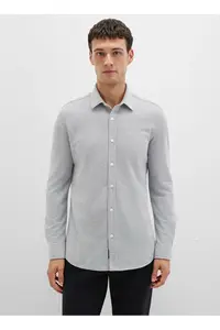Mavi Gray Men's Shirt Fitted Plain Shirt -80018 LONG SLEEVE SHIRT - Image 3