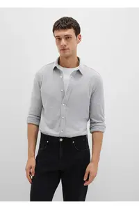 Mavi Gray Men's Shirt Fitted Plain Shirt -80018 LONG SLEEVE SHIRT - Image 4