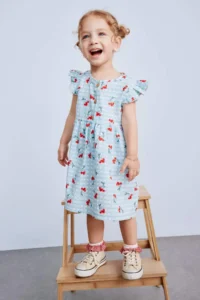 DeFacto Basic Plain Short Sleeve Flared Poplin Summer Dress for Baby Girl