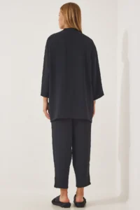 Happiness İstanbul Women Black Kimono Pants Set - Image 4
