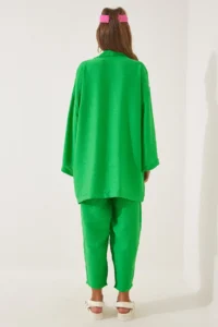 Happiness İstanbul Women Green Kimono Pants Set - Image 6