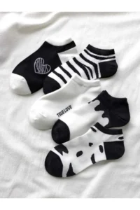 BGK Women Black Patterned 5 Pair Slippers Socks