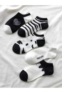 BGK Women Black Patterned 5 Pair Slippers Socks - Image 2