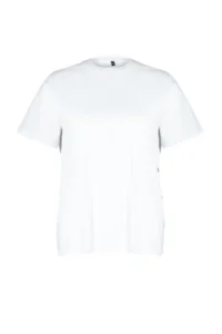 Trendyol Curve White Boyfriend Fit Yanda Snap Snap Detailed 100% Cotton Knitting Plus Size T-Shirt - Image 7