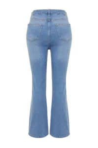 Trendyol Curve Light Blue High Waist comfort Stitching Detailed flared leg Flare Fit jeans - Image 8