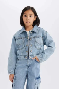 DeFacto Girls' Cotton denim Jacket - Image 4