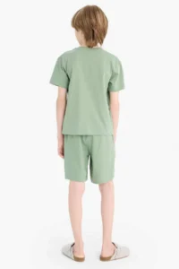 DeFacto 100% Cotton Regular Fit Printed Elastic Waist Pajama Set for Boys - Image 7